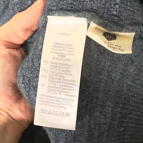 Madewell Elsmere Pullover Blue Crew Neck Sweater Knit Ribbed Oversized Medium - Picture 4 of 5